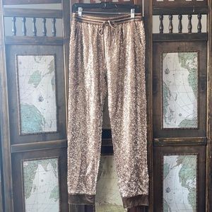 Some Days Lovin rose gold sequin joggers